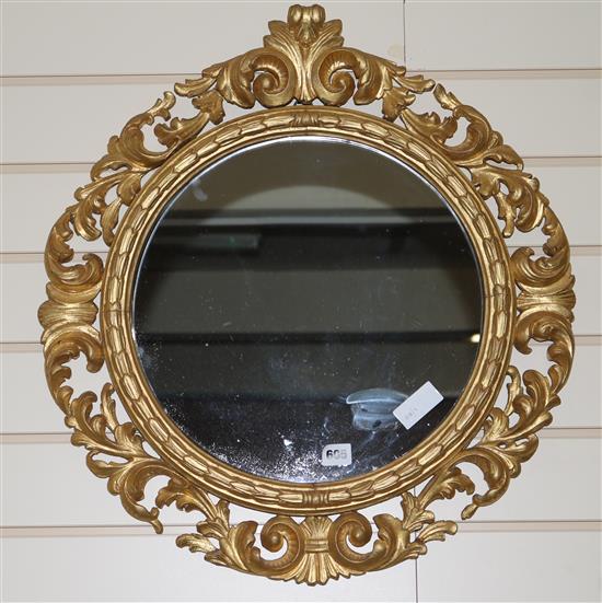 Circular gilt framed mirror, W.58cm